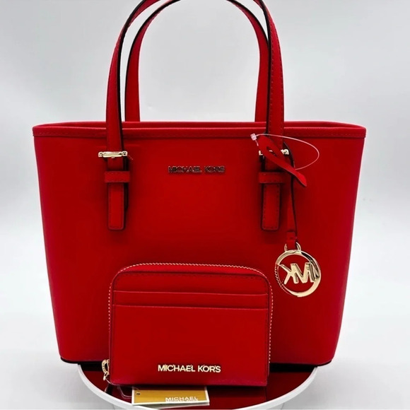 Michael Kors Jet Set Travel Extra-Small Top Zip Tote Bag & ZA Card Case Wallet - Picture 3 of 10